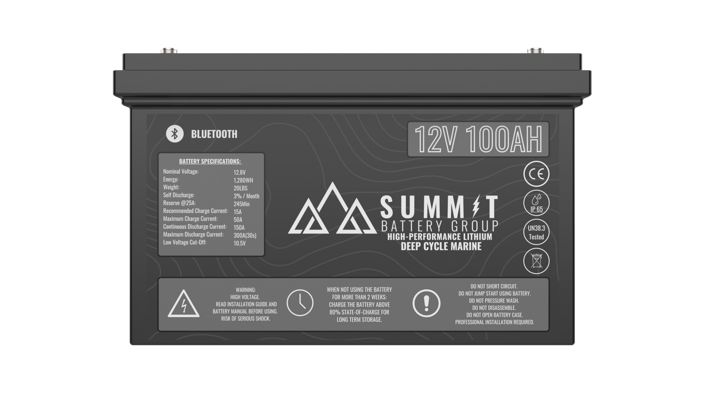 Summit Battery 12V 100AH Dual Purpose Marine Lithium Battery Kit
