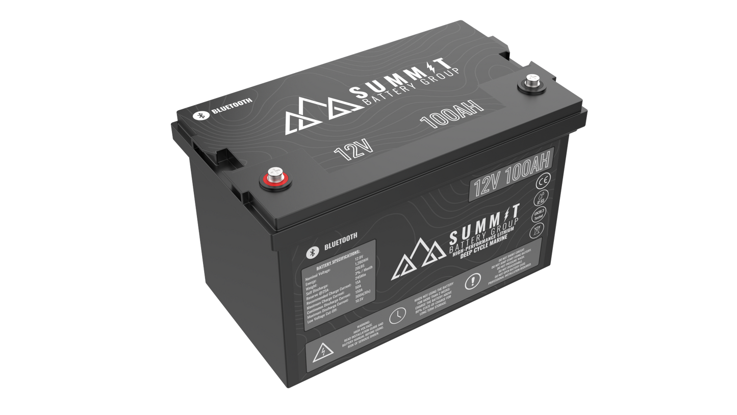 Summit Battery 12V 100AH Dual Purpose Marine Lithium Battery Kit
