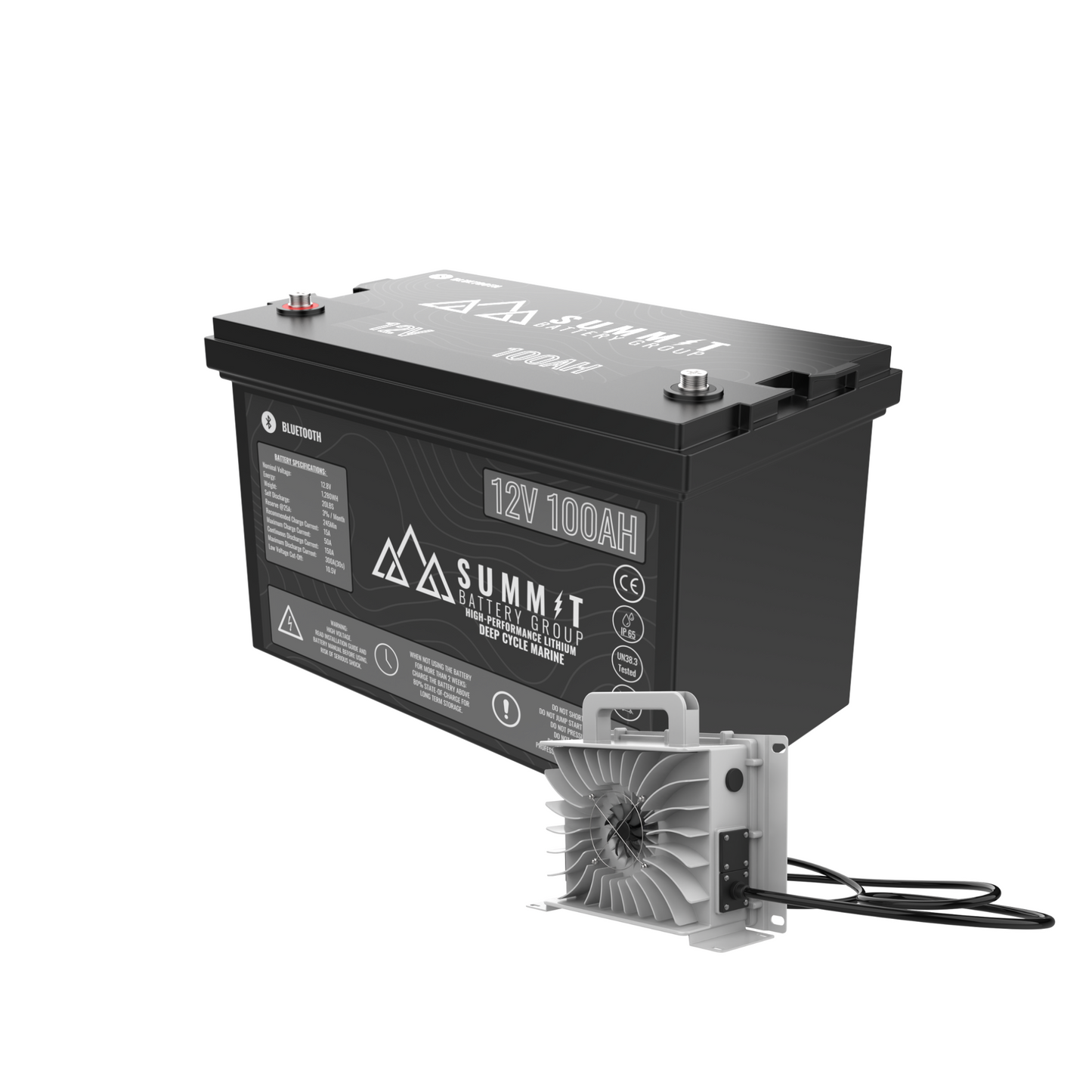 Summit Battery 12V 100AH Dual Purpose Marine Lithium Battery Kit